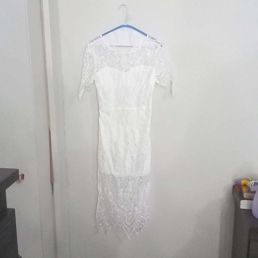 2 white lace dresses